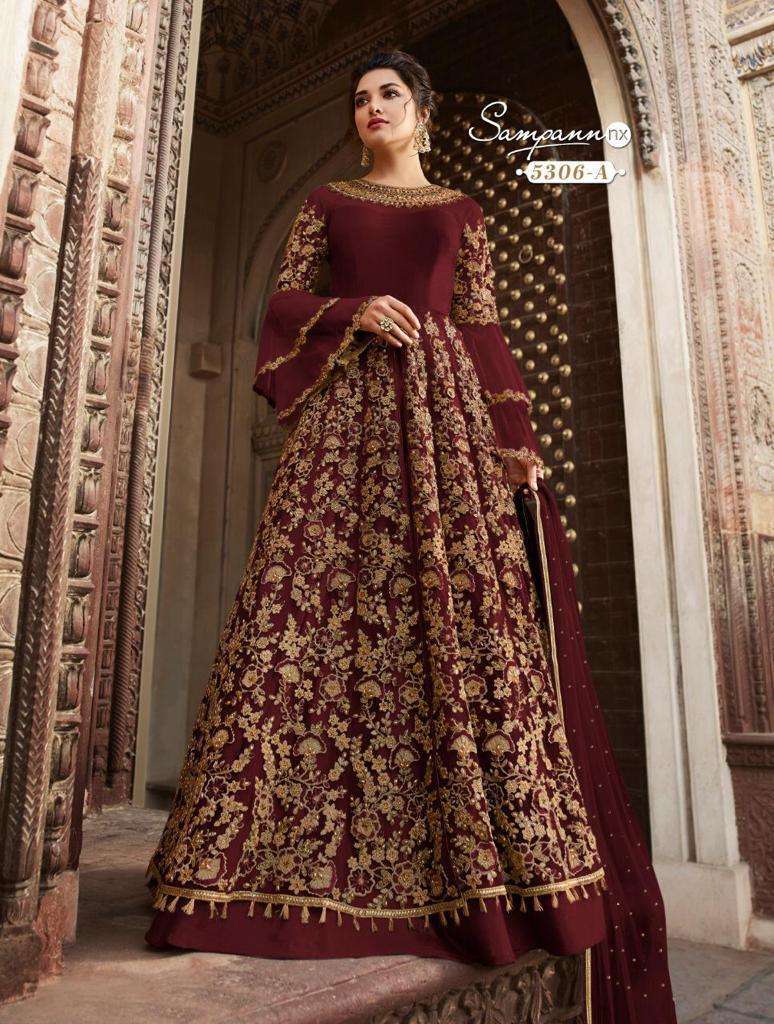 Saga 5306 Colours By Sampann Nx 5306 To 5306-b Series Anarkali Designer Beautiful Suits Colorful Stylish Fancy Casual Wear & Ethnic Wear Net/tafeta Dresses At Wholesale Price