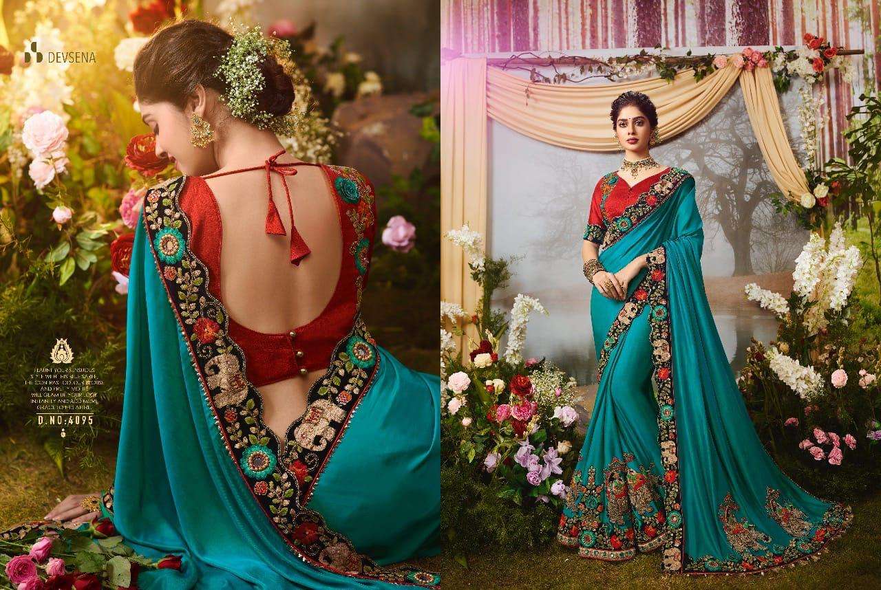 DEVSENA VOL-8 BY FASHID WHOLESALE 4095 TO 4105 SERIES INDIAN TRADITIONAL WEAR COLLECTION BEAUTIFUL STYLISH FANCY COLORFUL PARTY WEAR & OCCASIONAL WEAR FANCY SAREES AT WHOLESALE PRICE