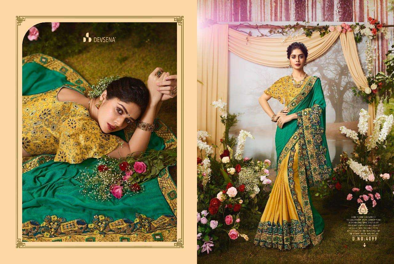 DEVSENA VOL-8 BY FASHID WHOLESALE 4095 TO 4105 SERIES INDIAN TRADITIONAL WEAR COLLECTION BEAUTIFUL STYLISH FANCY COLORFUL PARTY WEAR & OCCASIONAL WEAR FANCY SAREES AT WHOLESALE PRICE
