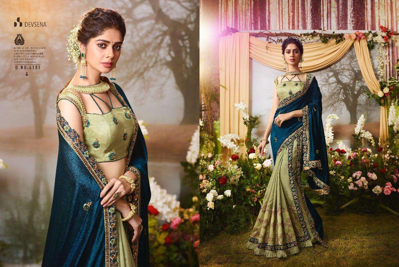 DEVSENA VOL-8 BY FASHID WHOLESALE 4095 TO 4105 SERIES INDIAN TRADITIONAL WEAR COLLECTION BEAUTIFUL STYLISH FANCY COLORFUL PARTY WEAR & OCCASIONAL WEAR FANCY SAREES AT WHOLESALE PRICE