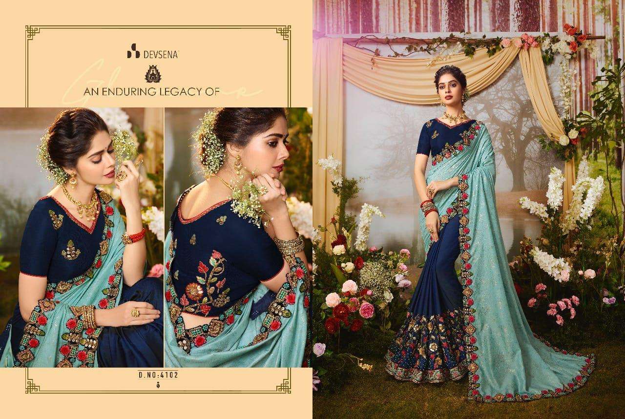 DEVSENA VOL-8 BY FASHID WHOLESALE 4095 TO 4105 SERIES INDIAN TRADITIONAL WEAR COLLECTION BEAUTIFUL STYLISH FANCY COLORFUL PARTY WEAR & OCCASIONAL WEAR FANCY SAREES AT WHOLESALE PRICE