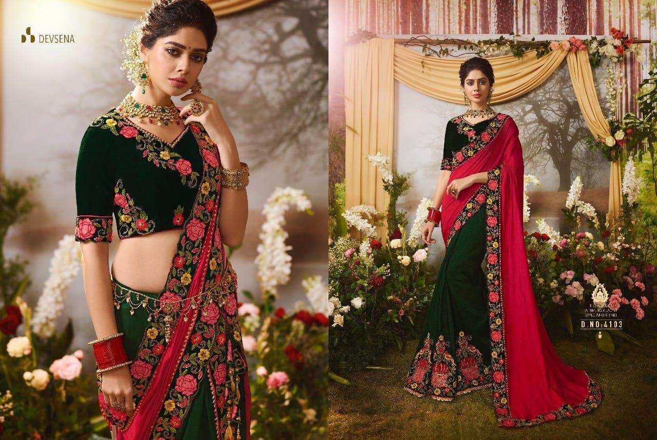 DEVSENA VOL-8 BY FASHID WHOLESALE 4095 TO 4105 SERIES INDIAN TRADITIONAL WEAR COLLECTION BEAUTIFUL STYLISH FANCY COLORFUL PARTY WEAR & OCCASIONAL WEAR FANCY SAREES AT WHOLESALE PRICE