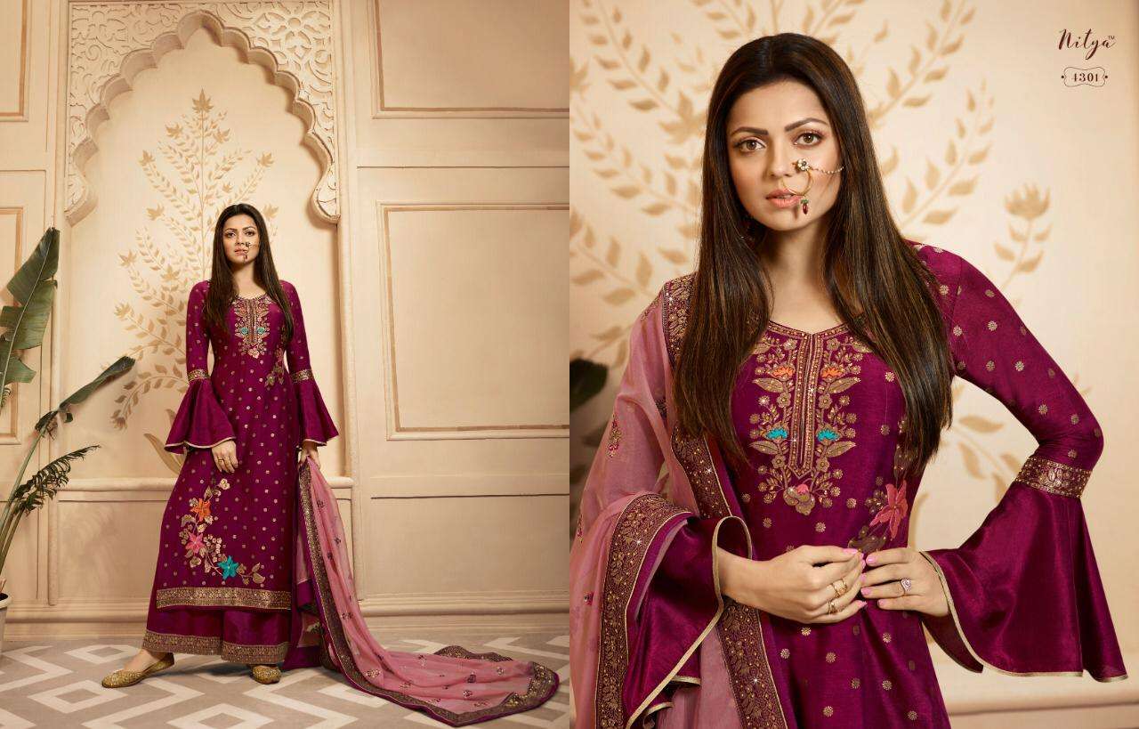 Nitya Vol-143 By Lt Fabrics 4301 To 4308 Series Designer Collection Sharara Suits Beautiful Stylish Fancy Colorful Party Wear & Occasional Wear Dolla Jacquard Embroidery Dresses At Wholesale Price