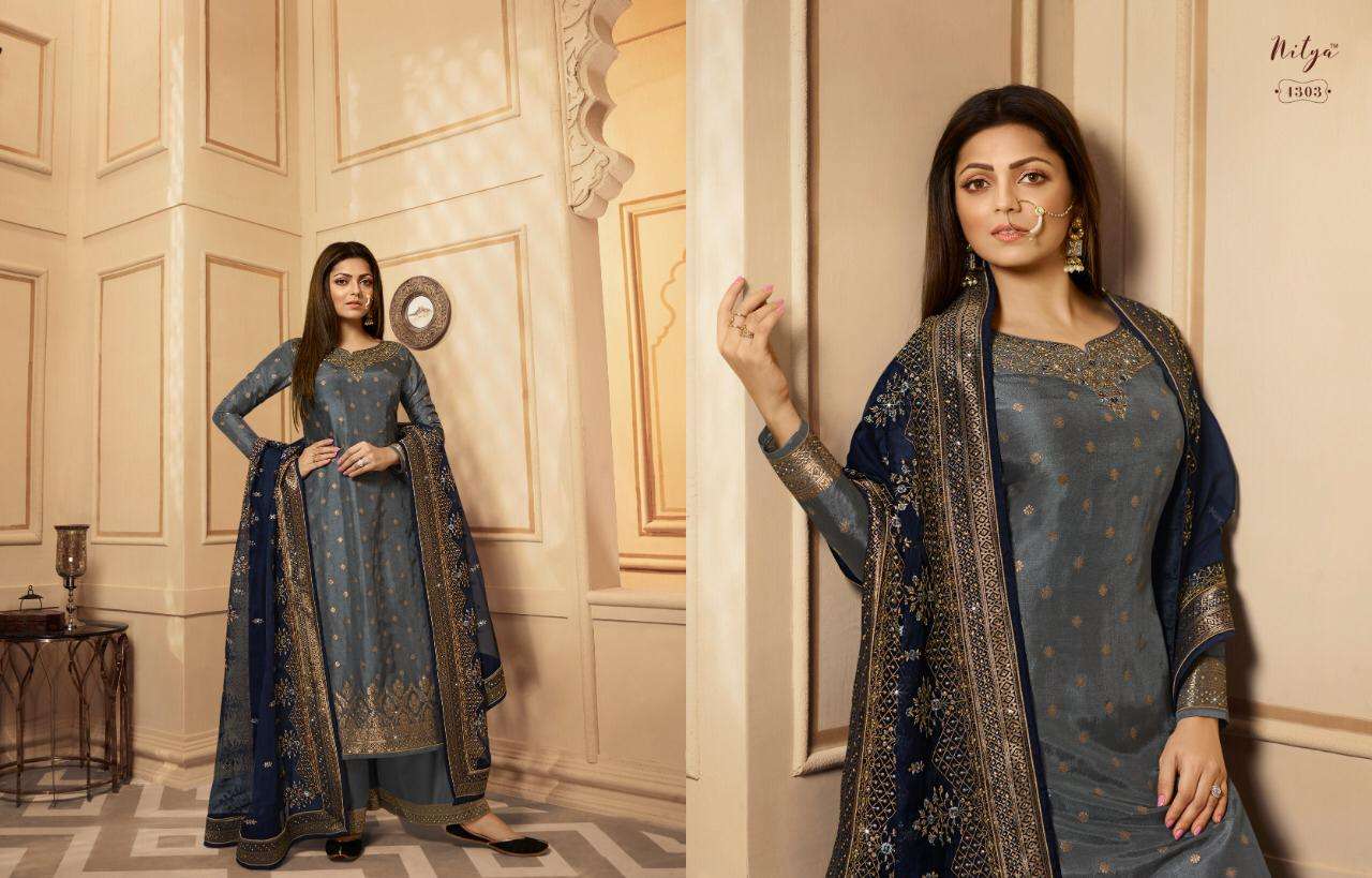 Nitya Vol-143 By Lt Fabrics 4301 To 4308 Series Designer Collection Sharara Suits Beautiful Stylish Fancy Colorful Party Wear & Occasional Wear Dolla Jacquard Embroidery Dresses At Wholesale Price