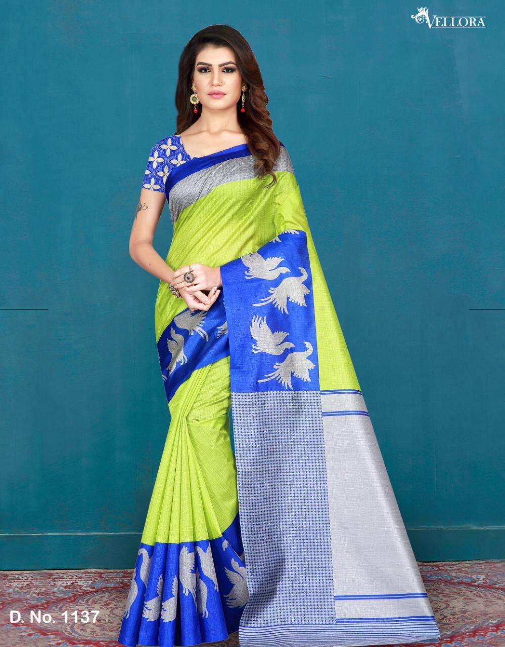 VELLORA SAREES VOL-2 BY VELLORA 1132 TO 1141 SERIES INDIAN TRADITIONAL WEAR COLLECTION BEAUTIFUL STYLISH FANCY COLORFUL PARTY WEAR & OCCASIONAL WEAR COTTON/SILK PRINTED SAREES AT WHOLESALE PRICE