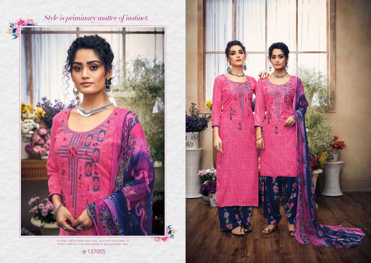 HUSSAN E PATIYALA BY KAY VEE 137001 TO 137008 SERIES DESIGNER PATIYALA SUITS BEAUTIFUL FANCY COLORFUL STYLISH PARTY WEAR & ETHNIC WEAR PURE PASHMINA JACQUARD SELF PRINTED WITH EMBROIDERY DRESSES AT WHOLESALE PRICE