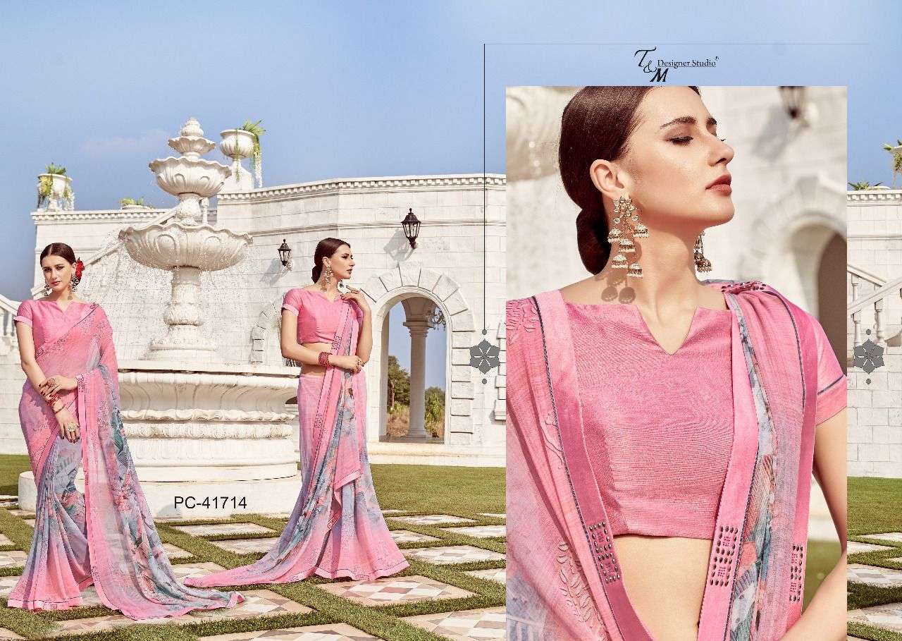 PANACHE ISSUE VOL-17 BY PANACHE 41709 TO 41722 SERIES INDIAN TRADITIONAL WEAR COLLECTION BEAUTIFUL STYLISH FANCY COLORFUL PARTY WEAR & OCCASIONAL WEAR PURE GEORGETTE DIGITAL PRINTED SAREES AT WHOLESALE PRICE