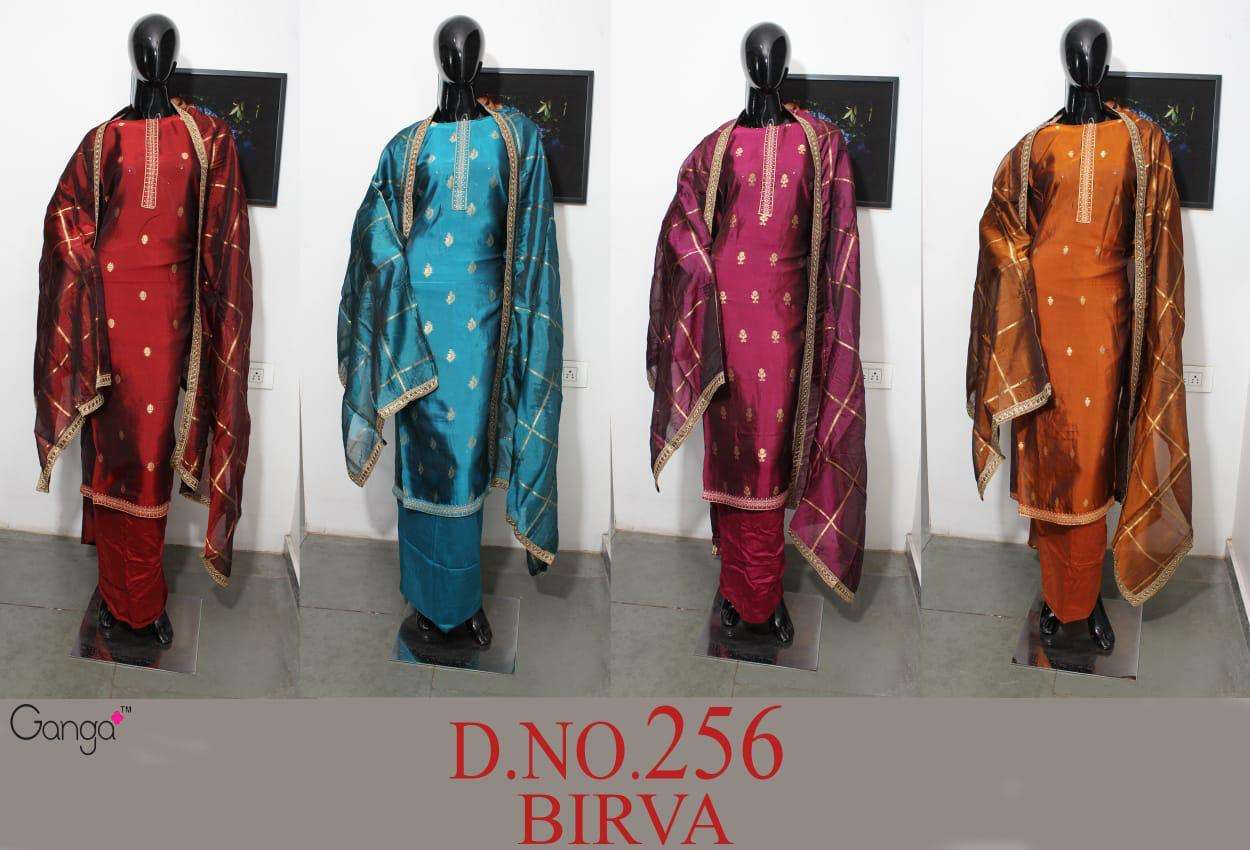 BIRVA-256 BY GANGA FASHION 01 TO 04 SERIES INDIAN TRADITIONAL WEAR COLLECTION BEAUTIFUL STYLISH FANCY COLORFUL PARTY WEAR & OCCASIONAL WEAR PURE SILK JACQUARD WITH EMBROIDERY DRESSES AT WHOLESALE PRICE
