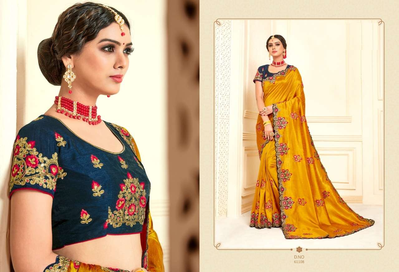 BRIDAL COLLECTION VOL-4 BY INDIAN WOMEN 61101 TO 61110 SERIES INDIAN TRADITIONAL WEAR COLLECTION BEAUTIFUL STYLISH FANCY COLORFUL PARTY WEAR & OCCASIONAL WEAR TWO TON SILK SAREES AT WHOLESALE PRICE