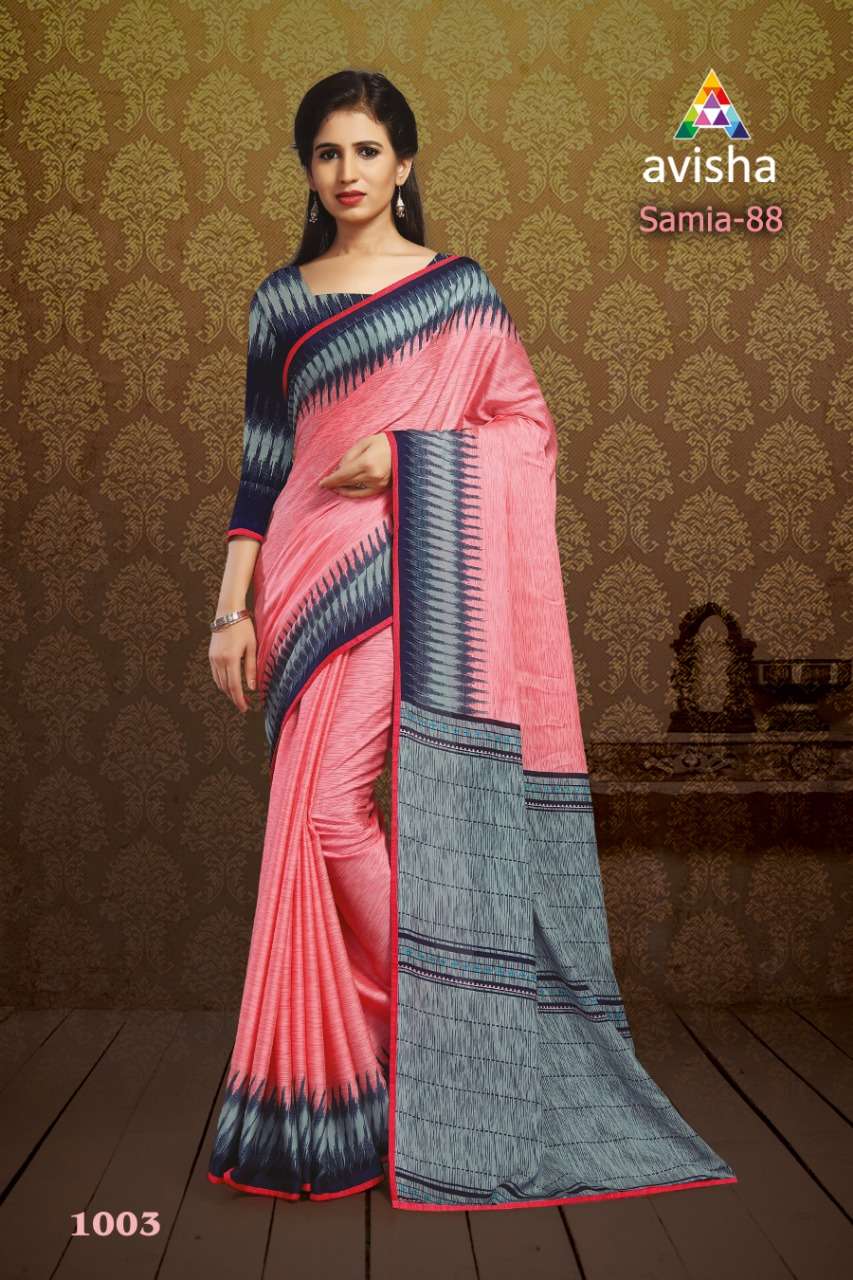 SAMIA-88 BY AVISHA 1001 TO 1004 SERIES INDIAN TRADITIONAL WEAR COLLECTION BEAUTIFUL STYLISH FANCY COLORFUL PARTY WEAR & OCCASIONAL WEAR DYNA SILK SAREES AT WHOLESALE PRICE