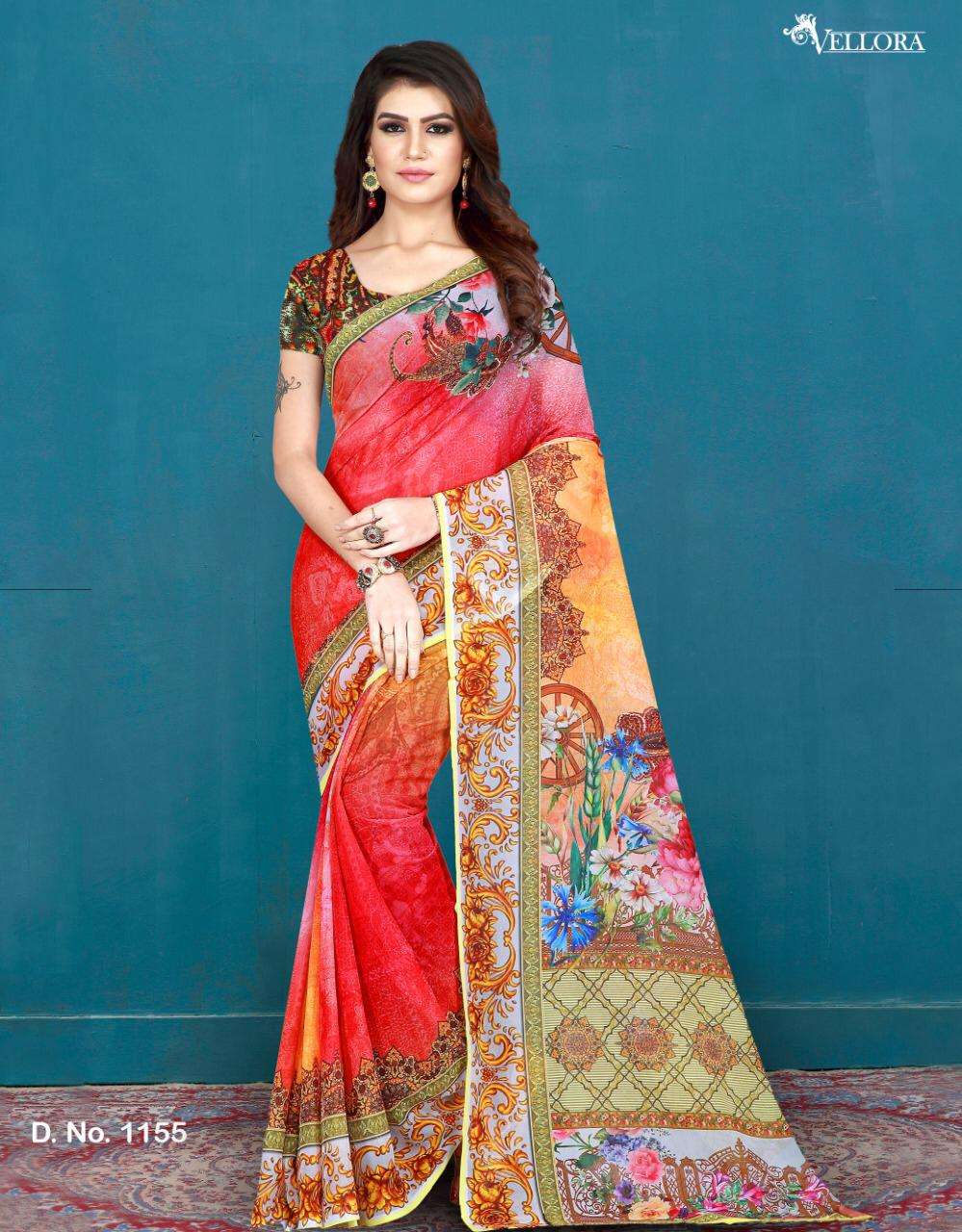 VELLORA SAREES VOL-5 BY VELLORA 1151 TO 1159 SERIES INDIAN TRADITIONAL WEAR COLLECTION BEAUTIFUL STYLISH FANCY COLORFUL PARTY WEAR & OCCASIONAL WEAR KHADI SILK/COTTON/NET SAREES AT WHOLESALE PRICE