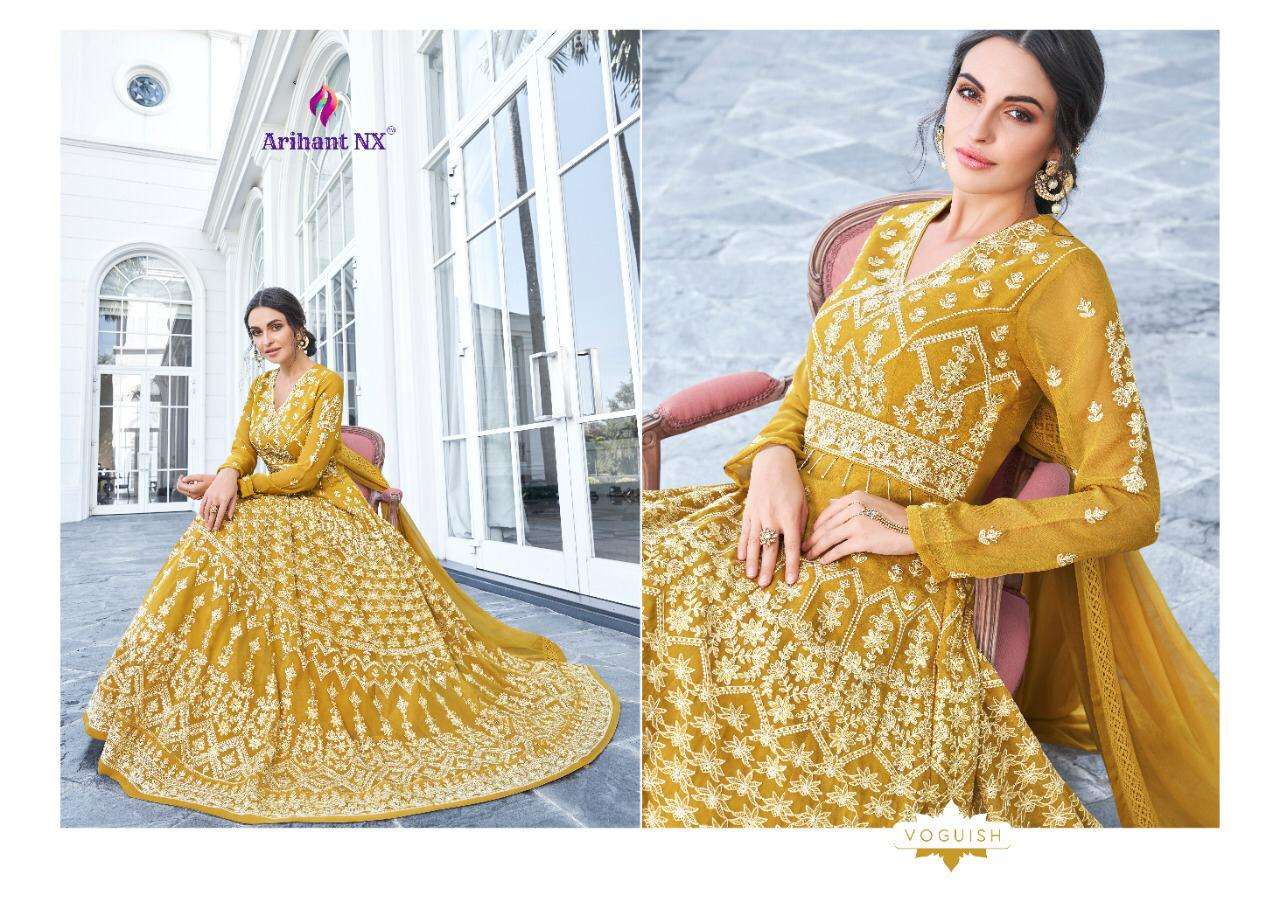 REHANNA VOL-6 BY ARIHANT NX 27026 TO 27030 SERIES DESIGNER ANARKALI SUITS COLLECTION BEAUTIFUL STYLISH FANCY COLORFUL PARTY WEAR & OCCASIONAL WEAR APPLE GEORGETTE EMBROIDERED DRESSES AT WHOLESALE PRICE