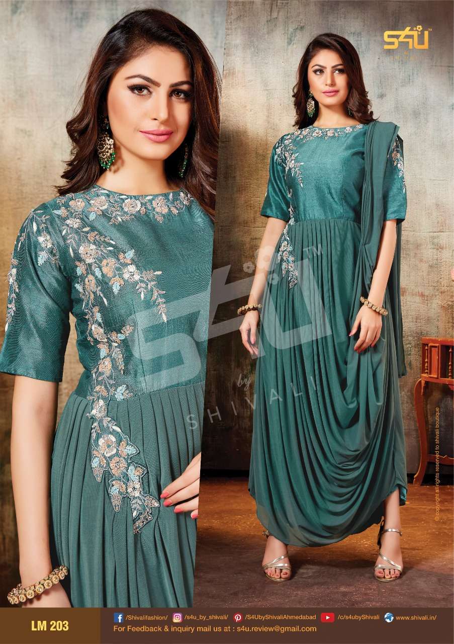 LIMELIGHT VOL-2 BY S4U FASHION 201 TO 206 SERIES DESIGNER BEAUTIFUL STYLISH FANCY COLORFUL PARTY WEAR & OCCASIONAL WEAR FANCY EMBROIDERY GOWNS AT WHOLESALE PRICE