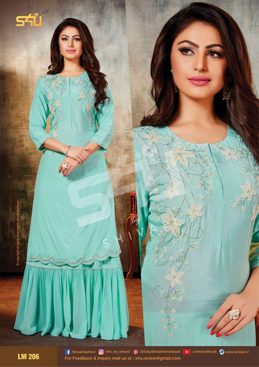 LIMELIGHT VOL-2 BY S4U FASHION 201 TO 206 SERIES DESIGNER BEAUTIFUL STYLISH FANCY COLORFUL PARTY WEAR & OCCASIONAL WEAR FANCY EMBROIDERY GOWNS AT WHOLESALE PRICE