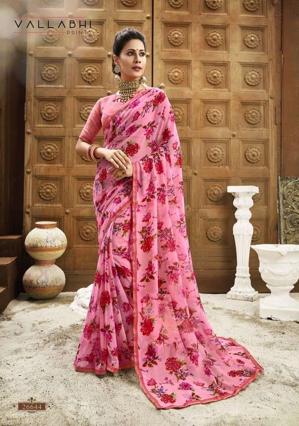 BISHAKHA VOL-2 BY VALLABHI PRINTS 26641 TO 26652 SERIES INDIAN TRADITIONAL WEAR COLLECTION BEAUTIFUL STYLISH FANCY COLORFUL PARTY WEAR & OCCASIONAL WEAR CHIFFON PRINTED SAREES AT WHOLESALE PRICE
