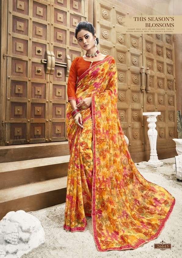 BISHAKHA VOL-2 BY VALLABHI PRINTS 26641 TO 26652 SERIES INDIAN TRADITIONAL WEAR COLLECTION BEAUTIFUL STYLISH FANCY COLORFUL PARTY WEAR & OCCASIONAL WEAR CHIFFON PRINTED SAREES AT WHOLESALE PRICE