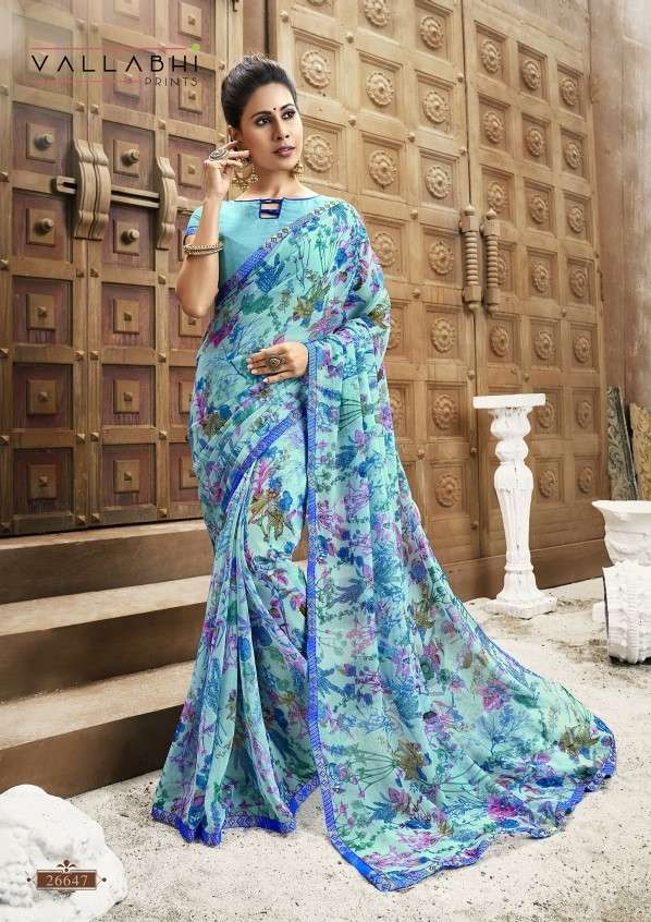 BISHAKHA VOL-2 BY VALLABHI PRINTS 26641 TO 26652 SERIES INDIAN TRADITIONAL WEAR COLLECTION BEAUTIFUL STYLISH FANCY COLORFUL PARTY WEAR & OCCASIONAL WEAR CHIFFON PRINTED SAREES AT WHOLESALE PRICE