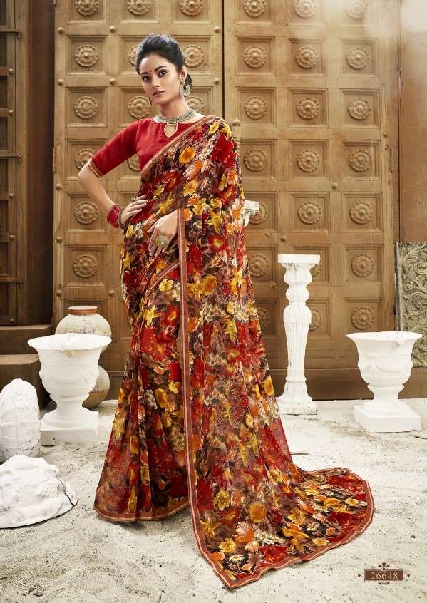 BISHAKHA VOL-2 BY VALLABHI PRINTS 26641 TO 26652 SERIES INDIAN TRADITIONAL WEAR COLLECTION BEAUTIFUL STYLISH FANCY COLORFUL PARTY WEAR & OCCASIONAL WEAR CHIFFON PRINTED SAREES AT WHOLESALE PRICE