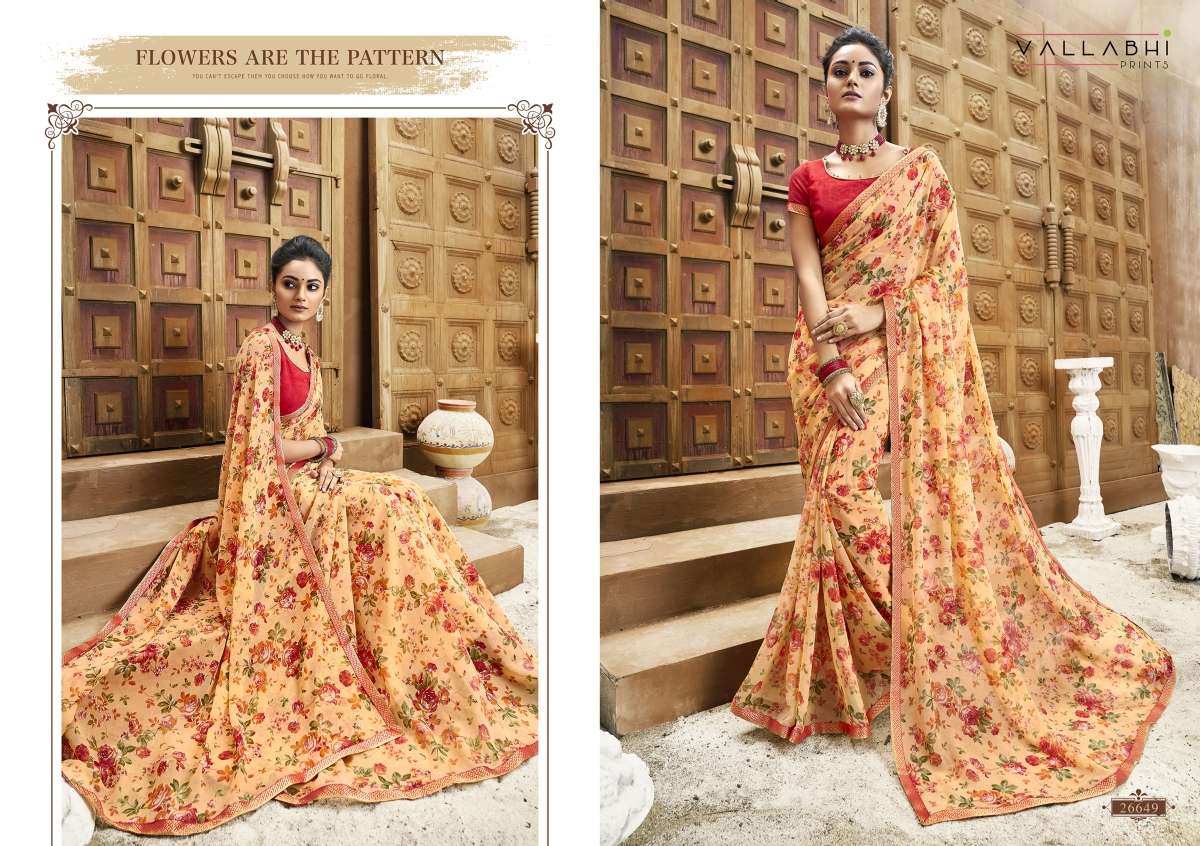 BISHAKHA VOL-2 BY VALLABHI PRINTS 26641 TO 26652 SERIES INDIAN TRADITIONAL WEAR COLLECTION BEAUTIFUL STYLISH FANCY COLORFUL PARTY WEAR & OCCASIONAL WEAR CHIFFON PRINTED SAREES AT WHOLESALE PRICE