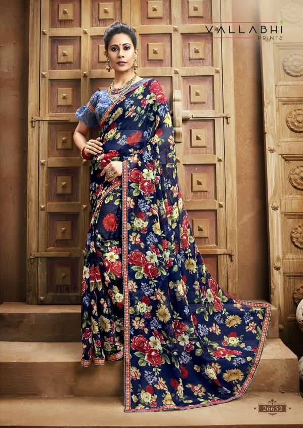 BISHAKHA VOL-2 BY VALLABHI PRINTS 26641 TO 26652 SERIES INDIAN TRADITIONAL WEAR COLLECTION BEAUTIFUL STYLISH FANCY COLORFUL PARTY WEAR & OCCASIONAL WEAR CHIFFON PRINTED SAREES AT WHOLESALE PRICE