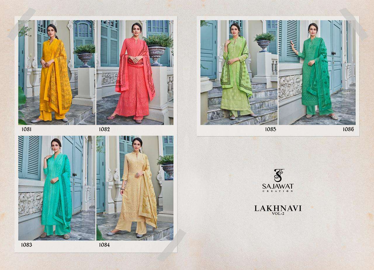 LAKHANVI VOL-2 BY SAJAWAT CREATION 1081 TO 1086 SERIES BEAUTIFUL SUITS COLLECTION BEAUTIFUL STYLISH FANCY COLORFUL CASUAL WEAR & ETHNIC WEAR PURE FAUX GEORGETTE DRESSES AT WHOLESALE PRICE