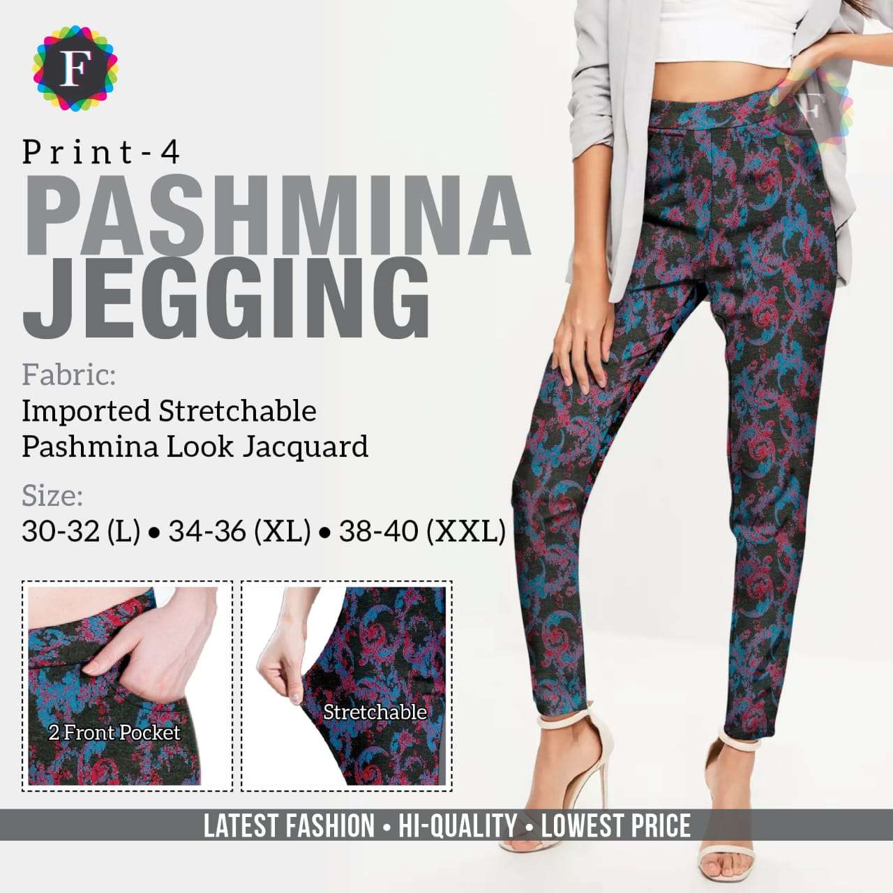 PASHMINA JEGGING VOL-3 BY KAAMIRI 01 TO 03 SERIES BEAUTIFUL COLOURFUL STYLISH FANCY PRETTY PARTY WEAR OCCASIONAL WEAR CASUAL WEAR STRETCHABLE PASHMINA JACQUARD LEGGINGS AT WHOLESALE PRICE