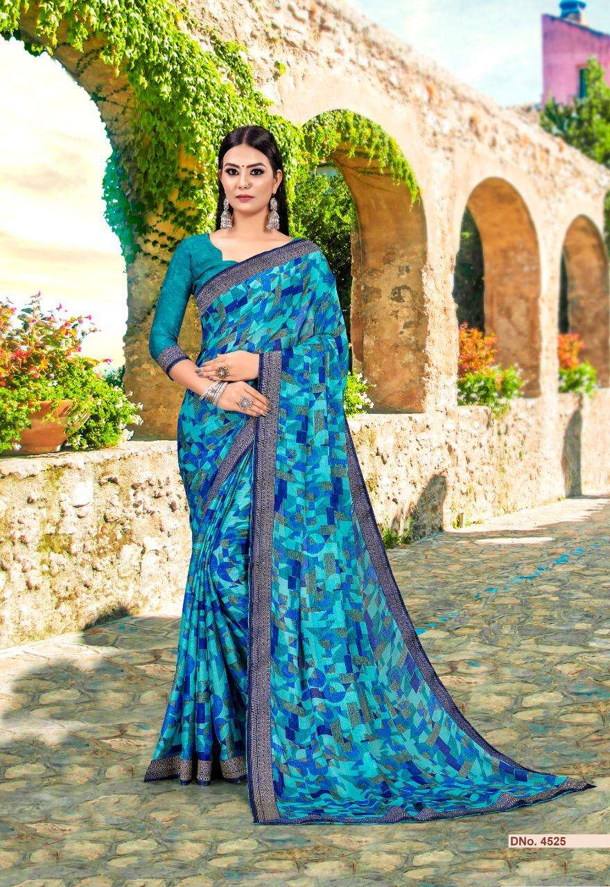 KUM KUM BY PRIYA PARIDHI 4518 TO 4527 SERIES INDIAN TRADITIONAL WEAR COLLECTION BEAUTIFUL STYLISH FANCY COLORFUL PARTY WEAR & OCCASIONAL WEAR MOSS PRINTED SAREES AT WHOLESALE PRICE