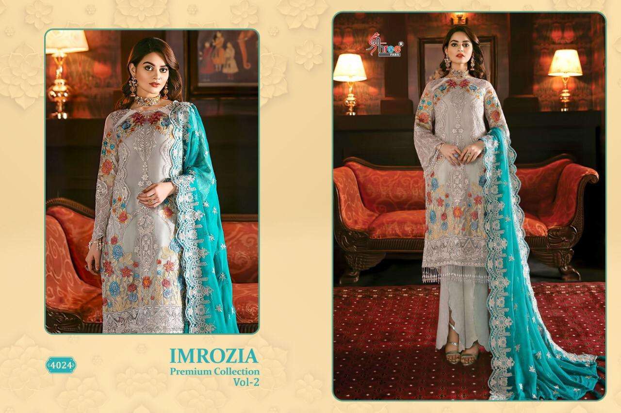 IMROZIA PREMIUM COLLECTION VOL-2 BY SHREE FABS 4021 TO 4026 SERIES BEAUTIFUL SHARARA SUITS STYLISH FANCY COLORFUL PARTY WEAR & ETHNIC WEAR FAUX GEORGETTE WITH EMBROIDERY DRESSES AT WHOLESALE PRICE