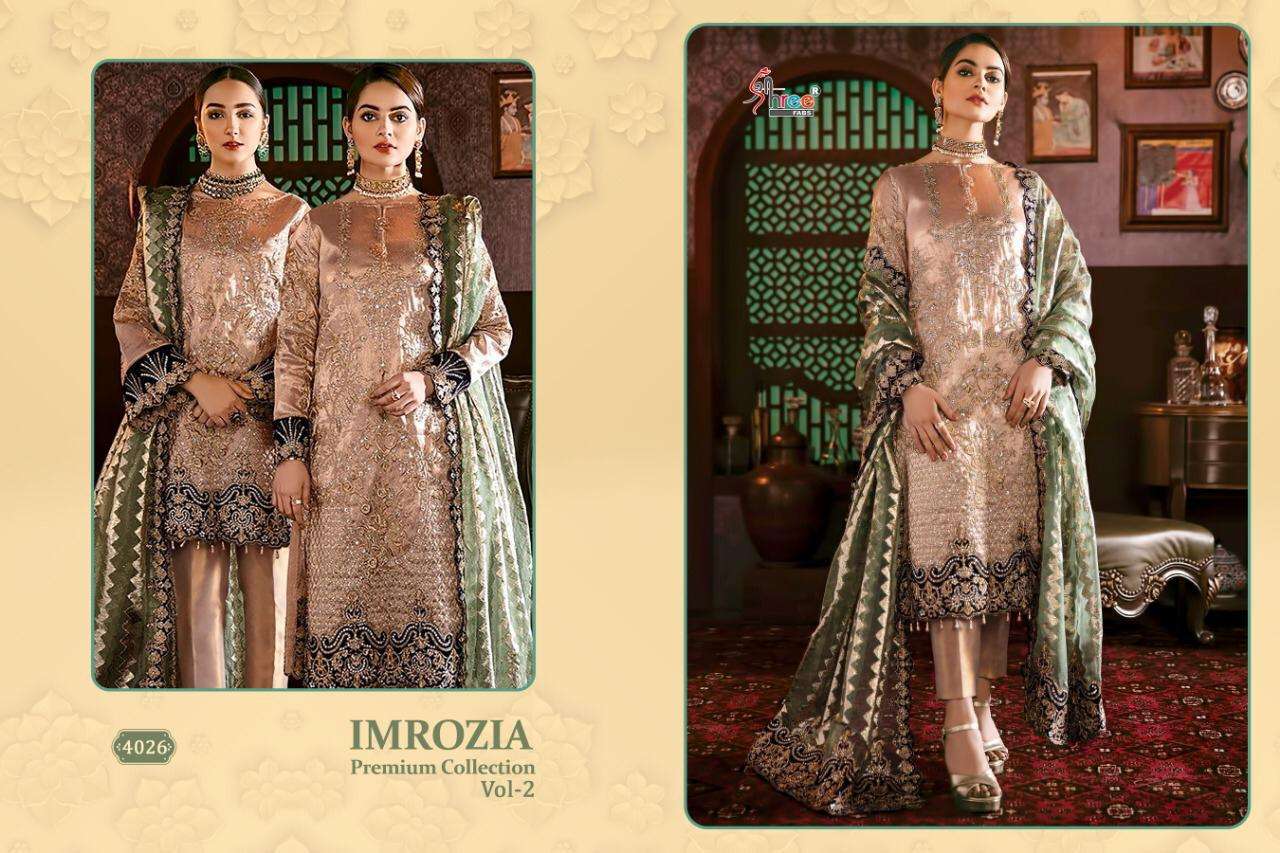 IMROZIA PREMIUM COLLECTION VOL-2 BY SHREE FABS 4021 TO 4026 SERIES BEAUTIFUL SHARARA SUITS STYLISH FANCY COLORFUL PARTY WEAR & ETHNIC WEAR FAUX GEORGETTE WITH EMBROIDERY DRESSES AT WHOLESALE PRICE