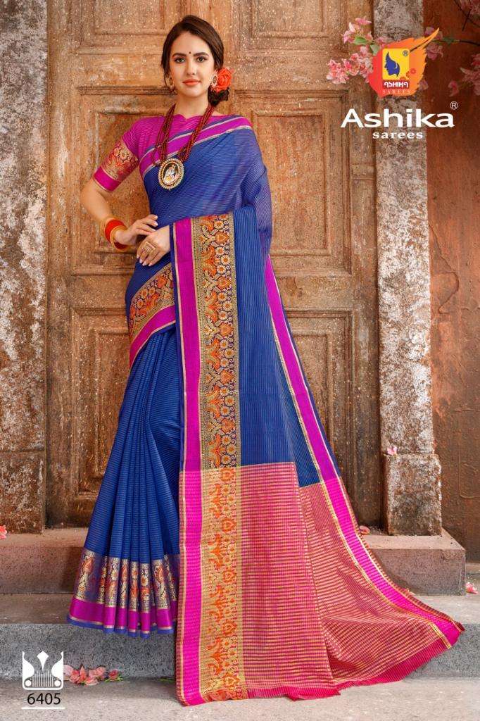 ROSE BY ASHIKA SAREES 6401 TO 6408 SERIES INDIAN TRADITIONAL WEAR COLLECTION BEAUTIFUL STYLISH FANCY COLORFUL PARTY WEAR & OCCASIONAL WEAR CHANDERI COTTON SAREES AT WHOLESALE PRICE