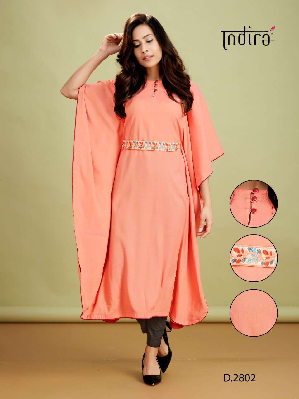 KAFTAN BY INDIRA 2801 TO 2805 SERIES STYLISH FANCY BEAUTIFUL COLORFUL CASUAL WEAR & ETHNIC WEAR TWO TONE RAYON KURTIS AT WHOLESALE PRICE