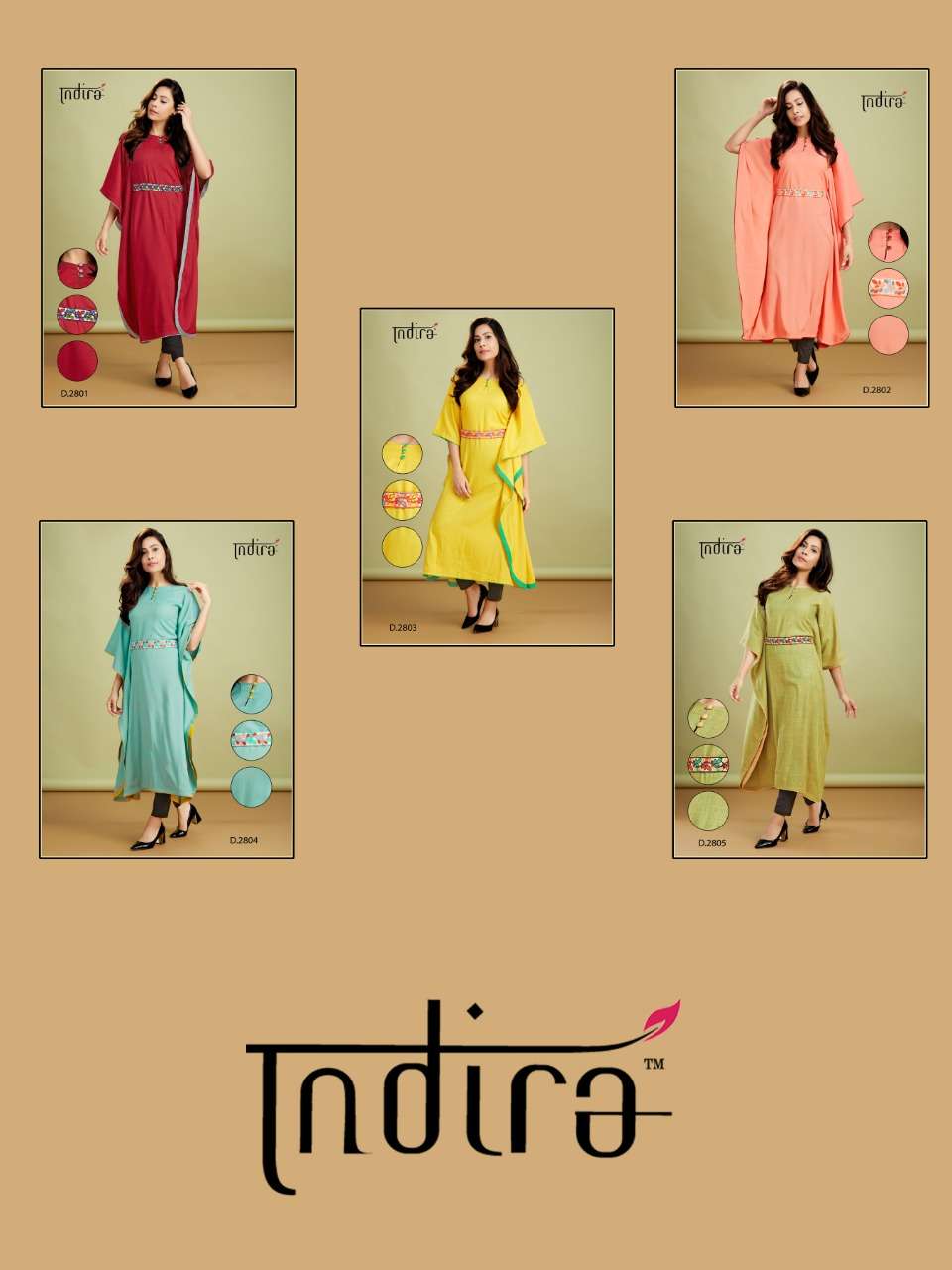 KAFTAN BY INDIRA 2801 TO 2805 SERIES STYLISH FANCY BEAUTIFUL COLORFUL CASUAL WEAR & ETHNIC WEAR TWO TONE RAYON KURTIS AT WHOLESALE PRICE