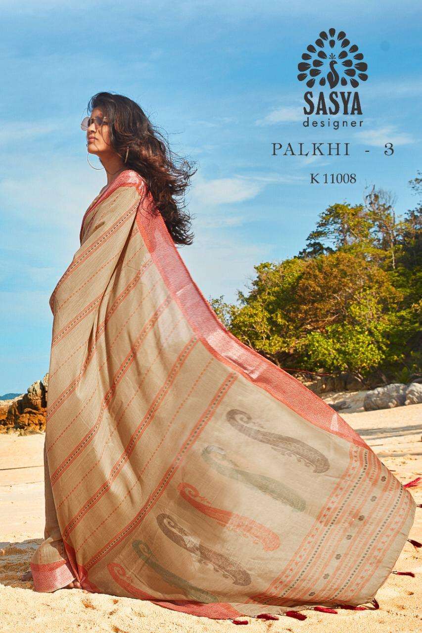 PALKHI VOL-3 NX BY SASYA DESIGNER INDIAN TRADITIONAL WEAR COLLECTION BEAUTIFUL STYLISH FANCY COLORFUL PARTY WEAR & OCCASIONAL WEAR PURE LINEN PRINTED SAREES AT WHOLESALE PRICE