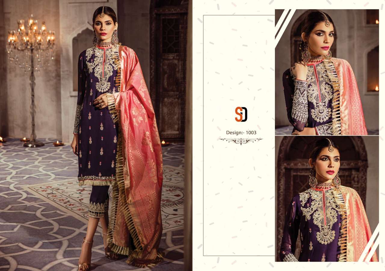 HONEY WAQAR WEDDING EDITION HIT DESIGNS BY SHRADDHA DESIGNER 1003 TO 1004 SERIES DESIGNER PAKISTANI SUITS COLLECTION BEAUTIFUL STYLISH FANCY COLORFUL PARTY WEAR & OCCASIONAL WEAR GEORGETTE/ORGANZA EMBROIDERED DRESSES AT WHOLESALE PRICE