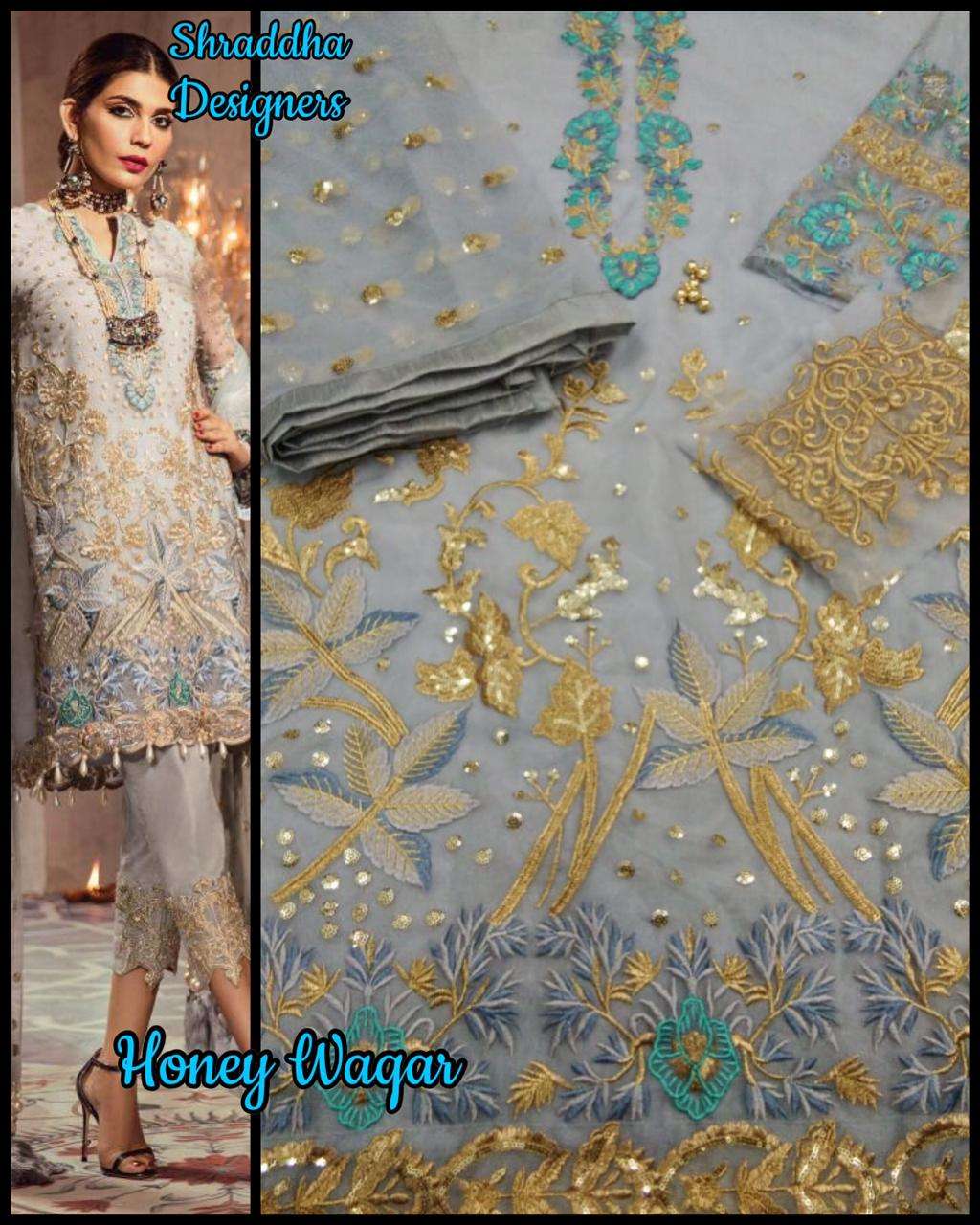 HONEY WAQAR WEDDING EDITION HIT DESIGNS BY SHRADDHA DESIGNER 1003 TO 1004 SERIES DESIGNER PAKISTANI SUITS COLLECTION BEAUTIFUL STYLISH FANCY COLORFUL PARTY WEAR & OCCASIONAL WEAR GEORGETTE/ORGANZA EMBROIDERED DRESSES AT WHOLESALE PRICE