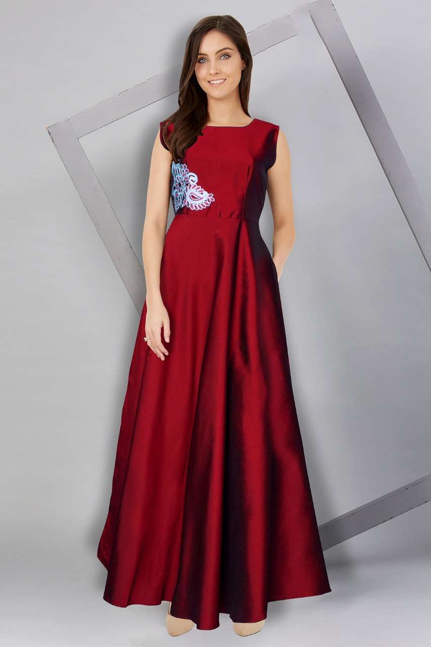 PARIS BY FASHID WHOLESALE 01 TO 02 SERIES BEAUTIFUL COLORFUL STYLISH FANCY CASUAL WEAR & ETHNIC WEAR & READY TO WEAR TAFETA SILK GOWN AT WHOLESALE PRICE