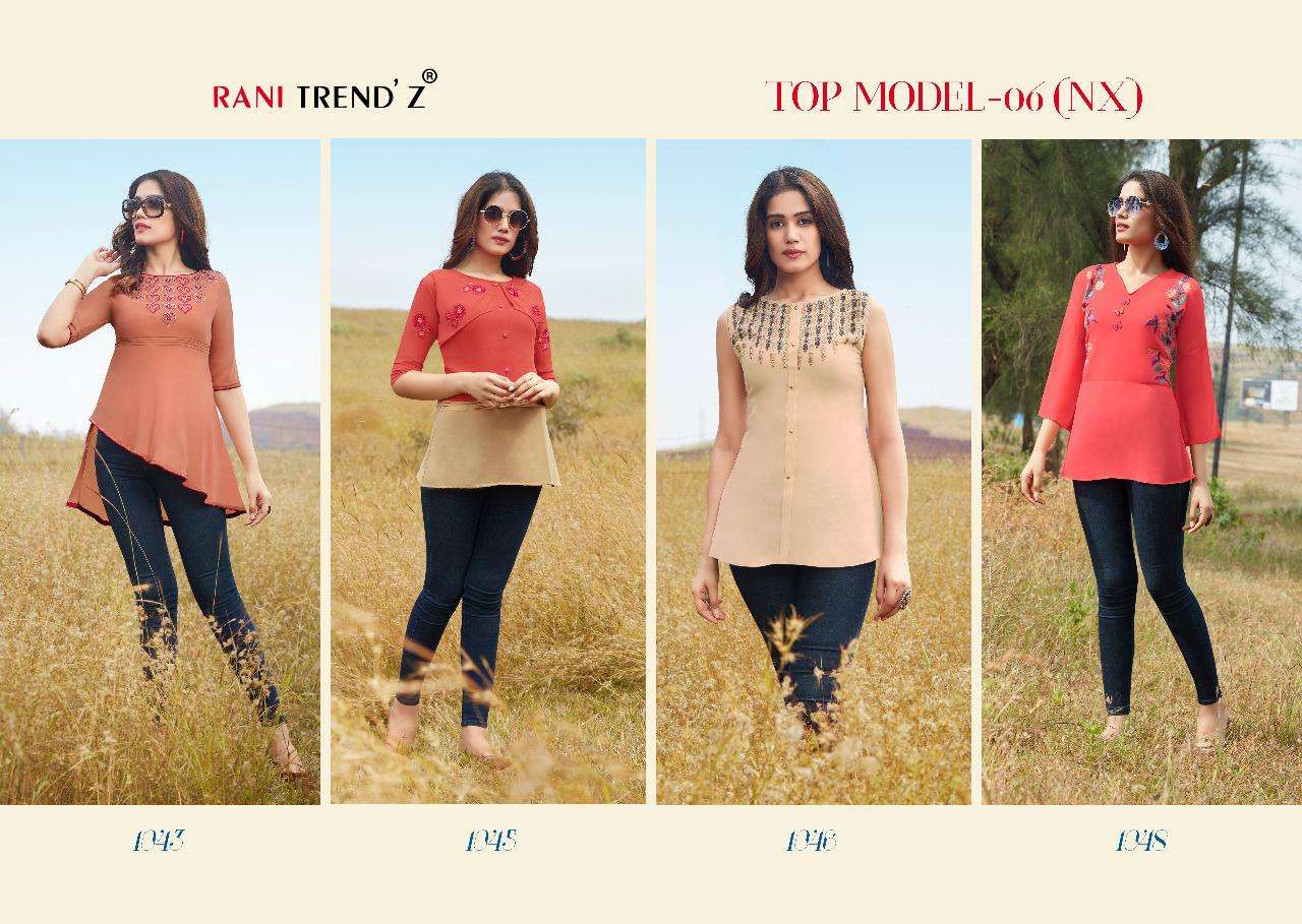 TOP MODEL VOL-6 NX BY RANI TRENDZ BEAUTIFUL STYLISH COLORFUL FANCY PARTY WEAR & ETHNIC WEAR & READY TO WEAR HEAVY FAUX GEORGETTE KURTIS AT WHOLESALE PRICE