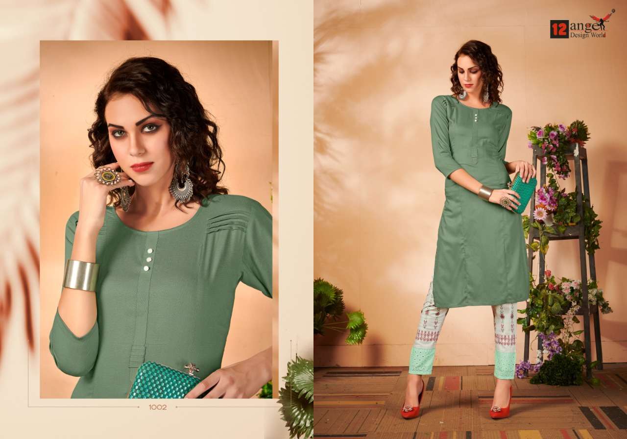 CASIMIRO BY 12 ANGEL 1001 TO 1008 SERIES STYLISH FANCY BEAUTIFUL COLORFUL CASUAL WEAR & ETHNIC WEAR RAYON EMBROIDERY KURTIS AT WHOLESALE PRICE