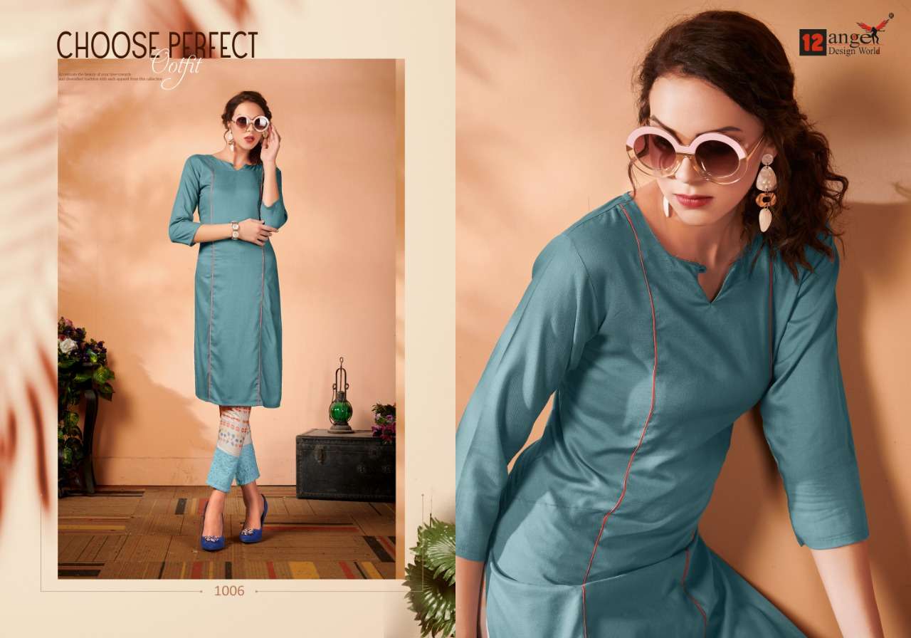 CASIMIRO BY 12 ANGEL 1001 TO 1008 SERIES STYLISH FANCY BEAUTIFUL COLORFUL CASUAL WEAR & ETHNIC WEAR RAYON EMBROIDERY KURTIS AT WHOLESALE PRICE