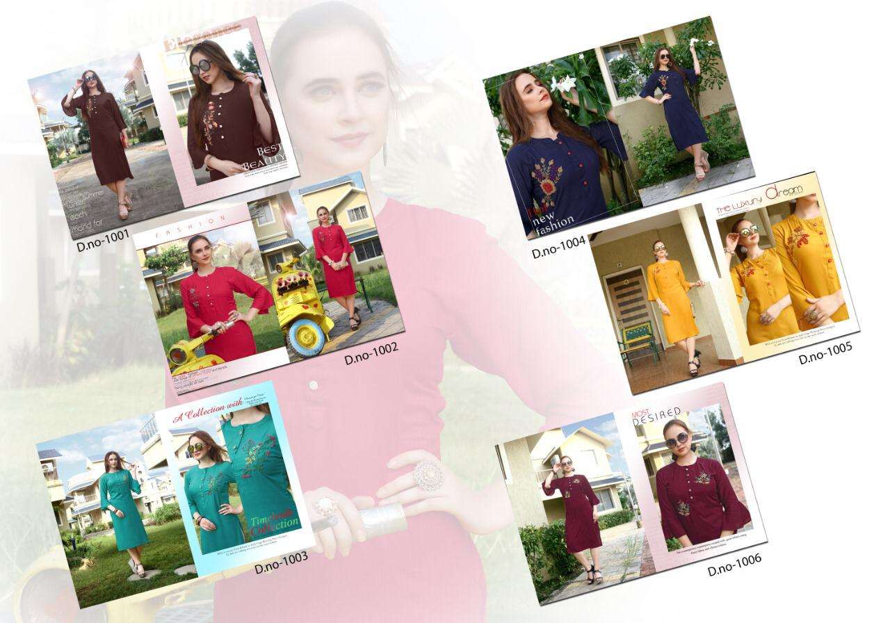 QUEEN BY POORVI DESIGNER 1001 TO 1006 SERIES STYLISH FANCY BEAUTIFUL COLORFUL CASUAL WEAR & ETHNIC WEAR RAYON SLUB HANDWORKED KURTIS AT WHOLESALE PRICE