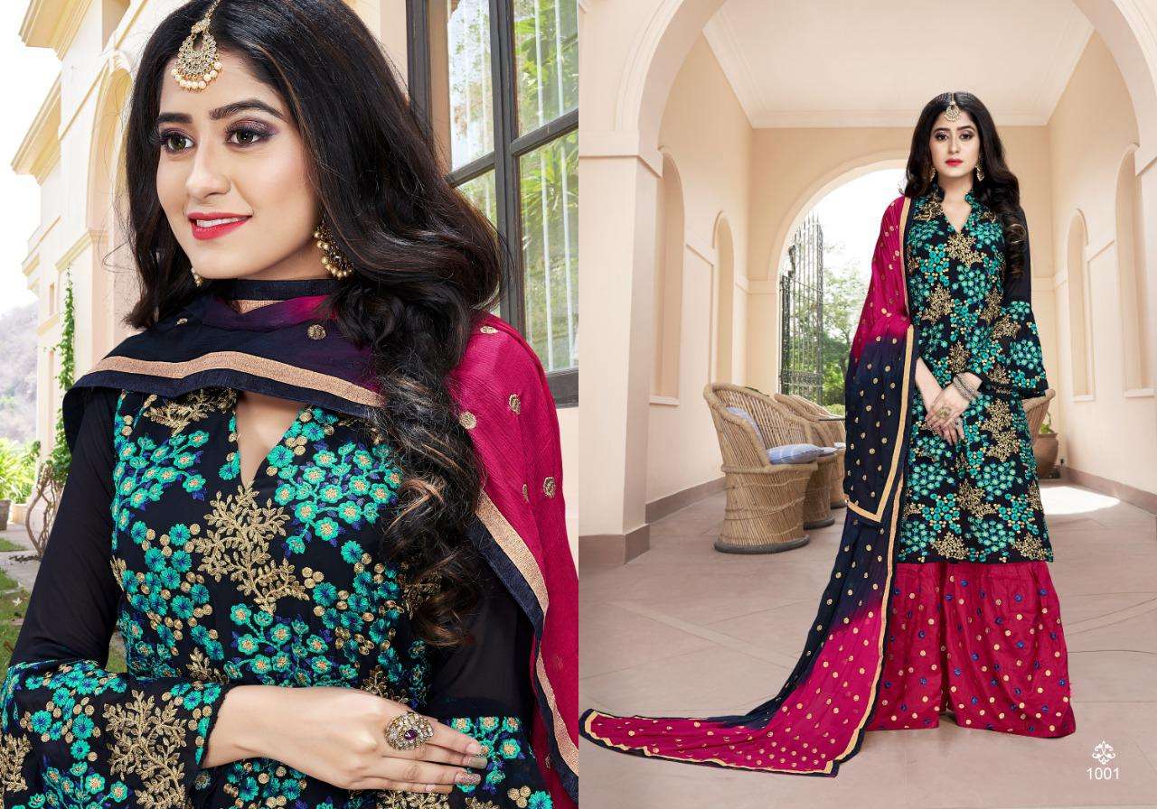 ORCHID VOL-2 BY RIGHT CHOICE 1001 TO 1005 SERIES BEAUTIFUL STYLISH SHARARA SUITS FANCY COLORFUL CASUAL WEAR & ETHNIC WEAR & READY TO WEAR PURE DOLA SILK EMBROIDERED DRESSES AT WHOLESALE PRICE