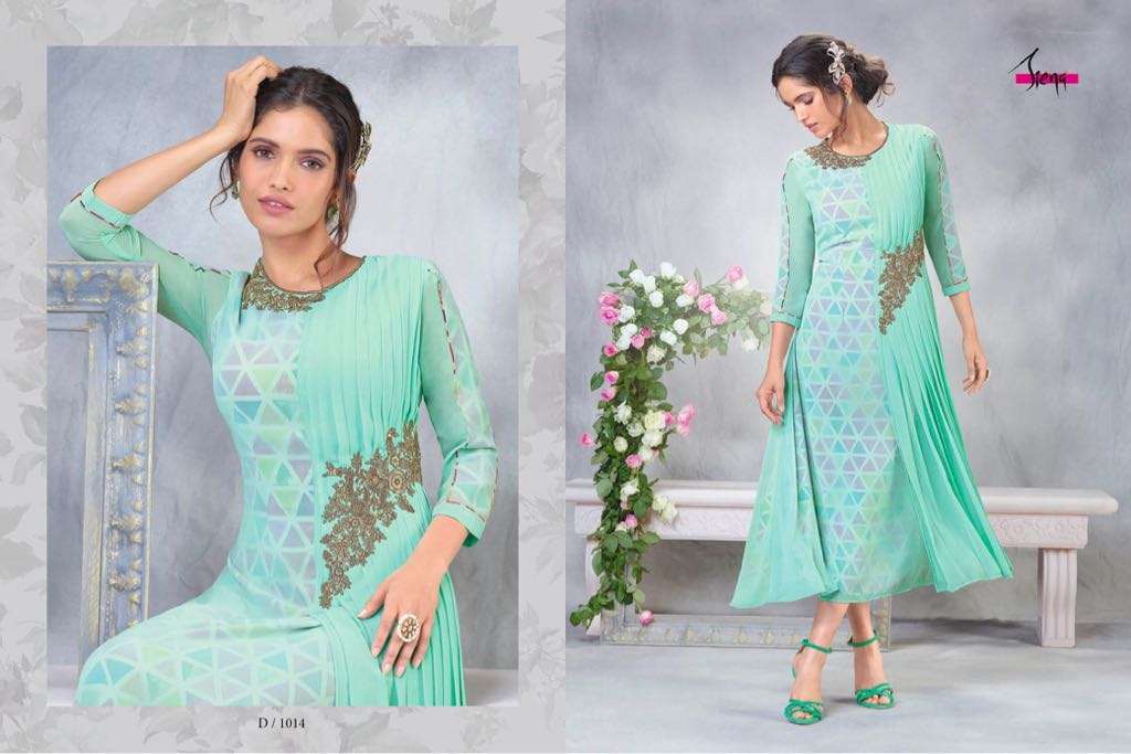 Siena Vol-1 By Siena 1008 To 1015 Series Designer Beautiful Stylish Fancy Colorful Party Wear & Ethnic Wear & Ready To Wear Faux Georgette Embroidered Kurtis At Wholesale Price