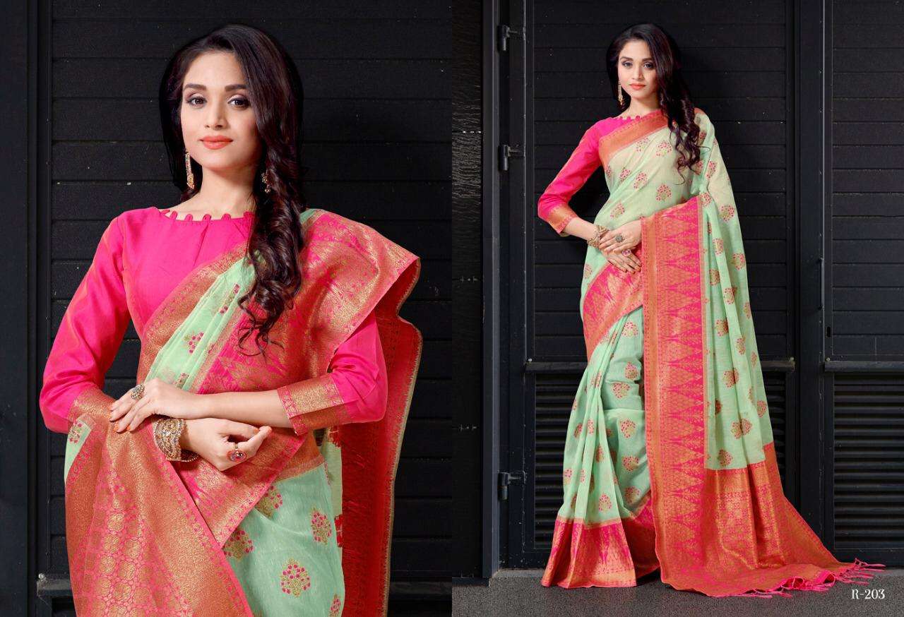 SHRAVYA BY AURA INDIAN TRADITIONAL WEAR COLLECTION BEAUTIFUL STYLISH FANCY COLORFUL PARTY WEAR & OCCASIONAL WEAR PURE SOFT COTTON WEAVING SAREES AT WHOLESALE PRICE