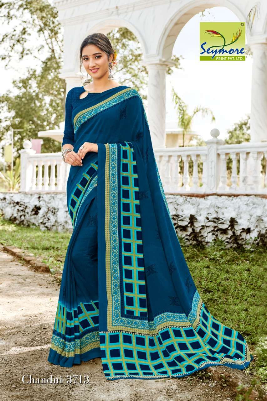 CHANDNI VOL-14A BY SEYMORE PRINTS 3707 TO 3716 SERIES INDIAN TRADITIONAL WEAR COLLECTION BEAUTIFUL STYLISH FANCY COLORFUL PARTY WEAR & OCCASIONAL WEAR GEORGETTE PRINTED SAREES AT WHOLESALE PRICE