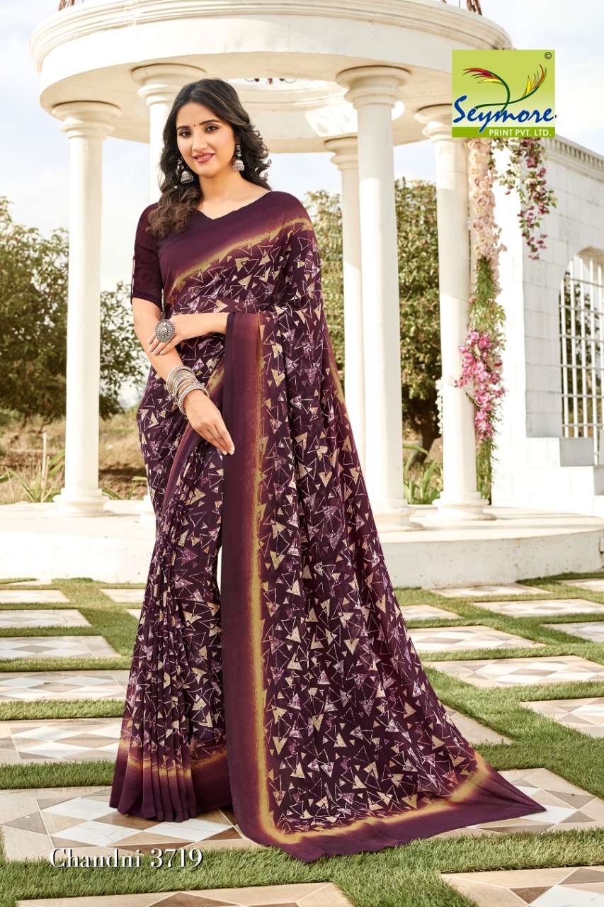 CHANDNI VOL-14B BY SEYMORE PRINTS 3717 TO 3726 SERIES INDIAN TRADITIONAL WEAR COLLECTION BEAUTIFUL STYLISH FANCY COLORFUL PARTY WEAR & OCCASIONAL WEAR GEORGETTE PRINTED SAREES AT WHOLESALE PRICE
