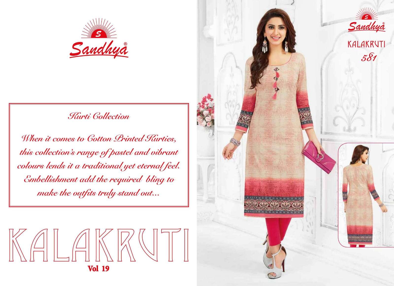 KALAKRUTI VOL-19 BY SANDHYA 581 TO 600 SERIES BEAUTIFUL COLORFUL STYLISH FANCY CASUAL WEAR & ETHNIC WEAR & READY TO WEAR PURE COTTON PRINTED KURTIS AT WHOLESALE PRICE
