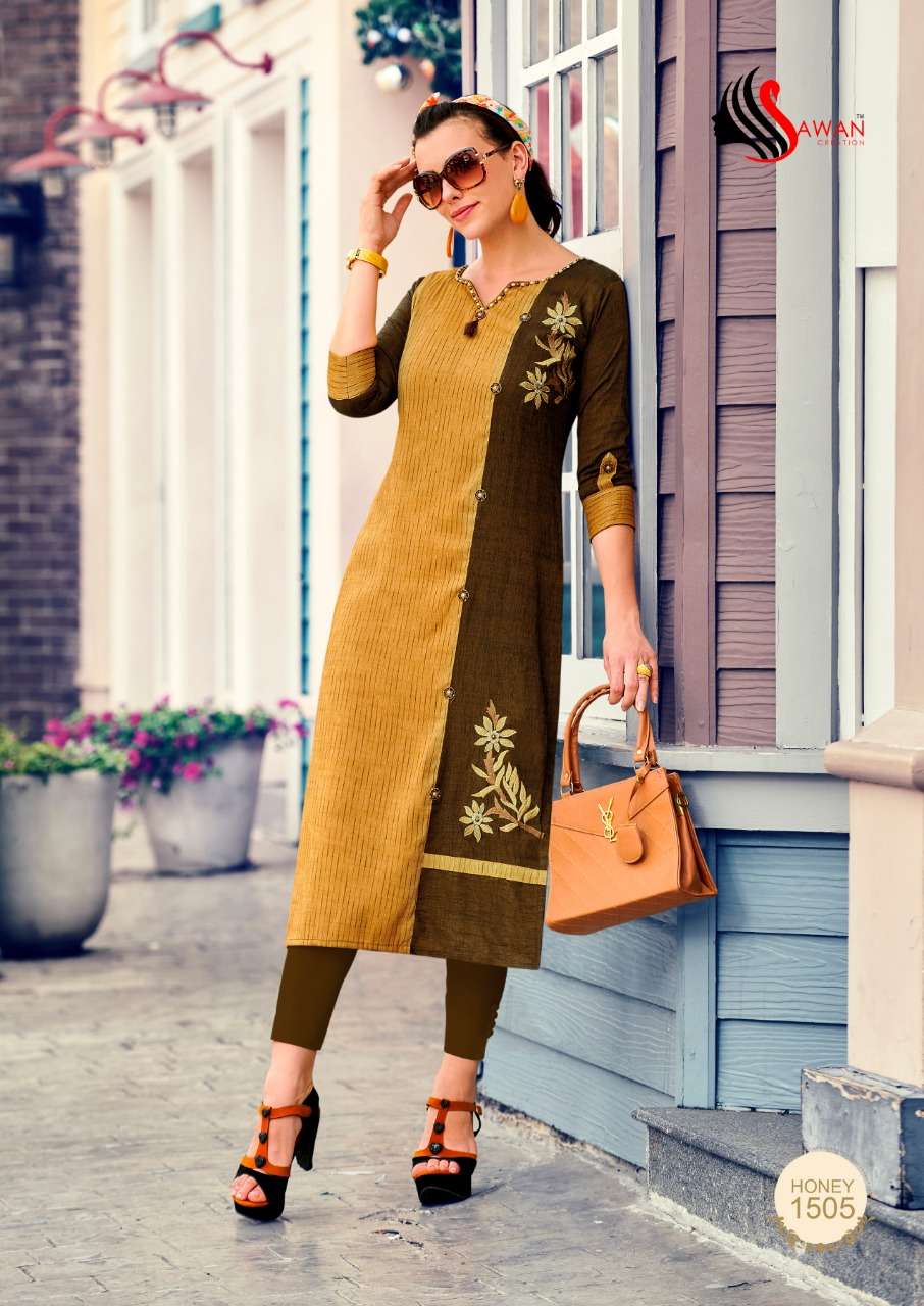 HONEY VOL-15 BY SAWAN CREATION 1501 TO 1512 SERIES BEAUTIFUL COLORFUL STYLISH FANCY CASUAL WEAR & ETHNIC WEAR & READY TO WEAR HEAVY RAYON PRINTED KURTIS AT WHOLESALE PRICE