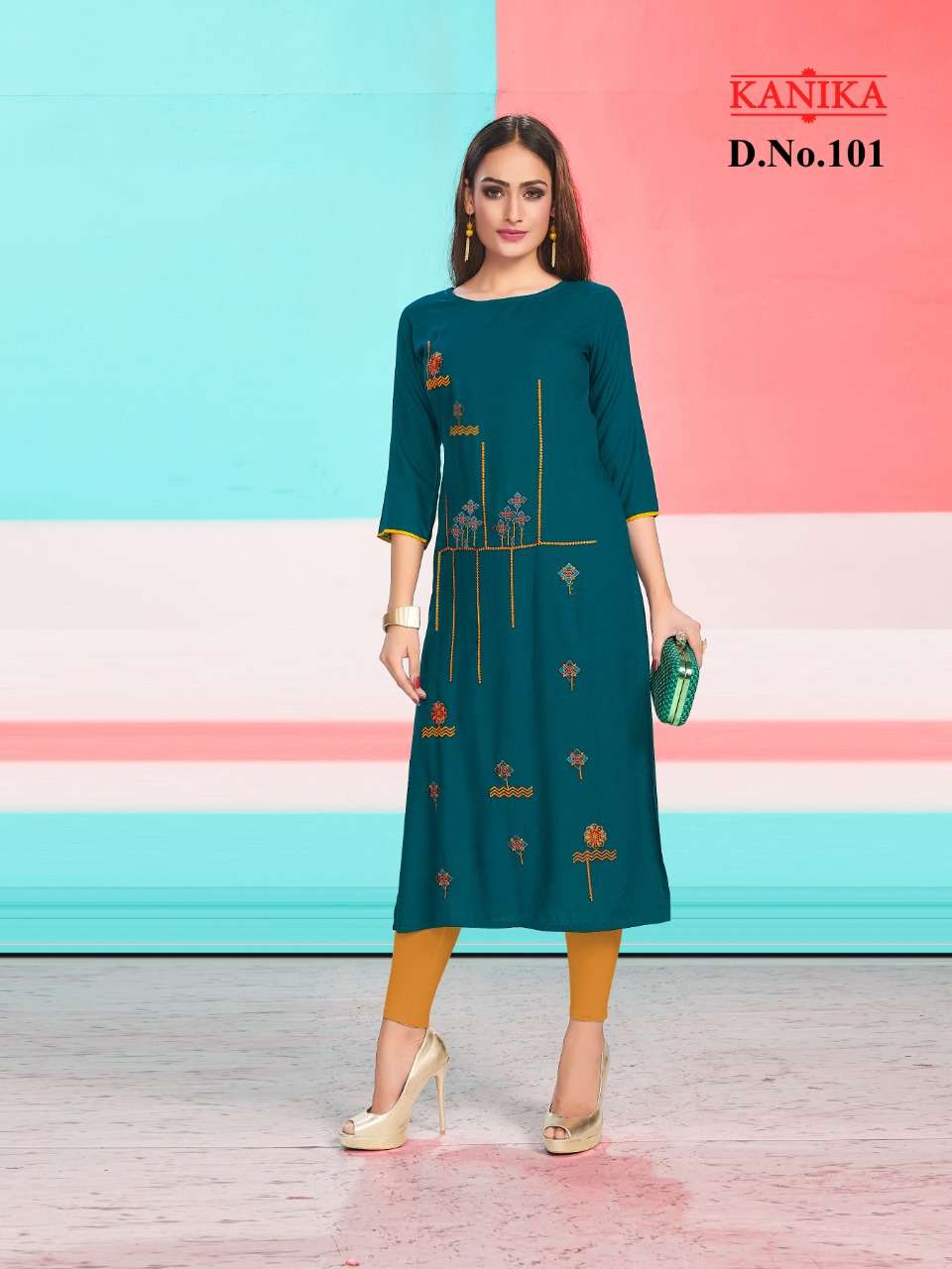 ANERI VOL-1 BY KANIKA 101 TO 108 SERIES STYLISH FANCY BEAUTIFUL COLORFUL CASUAL WEAR & ETHNIC WEAR RAYON SLUB EMBROIDERED KURTIS AT WHOLESALE PRICE