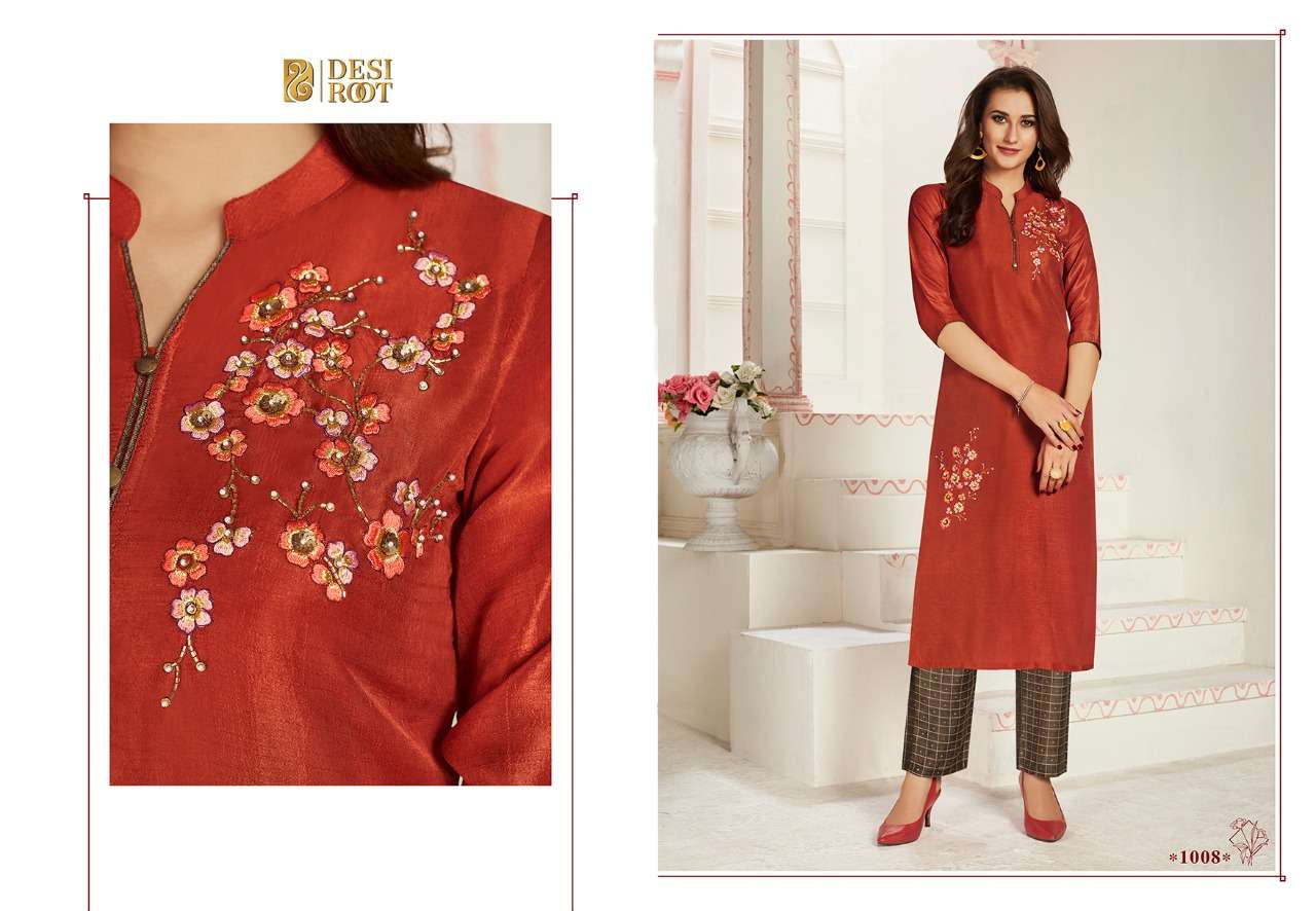 GALMOUR BY DESI ROOT 1001 TO 1008 SERIES STYLISH FANCY BEAUTIFUL COLORFUL CASUAL WEAR & ETHNIC WEAR MUSLIN / SILK/ LINEN EMBROIDERED KURTIS AT WHOLESALE PRICE