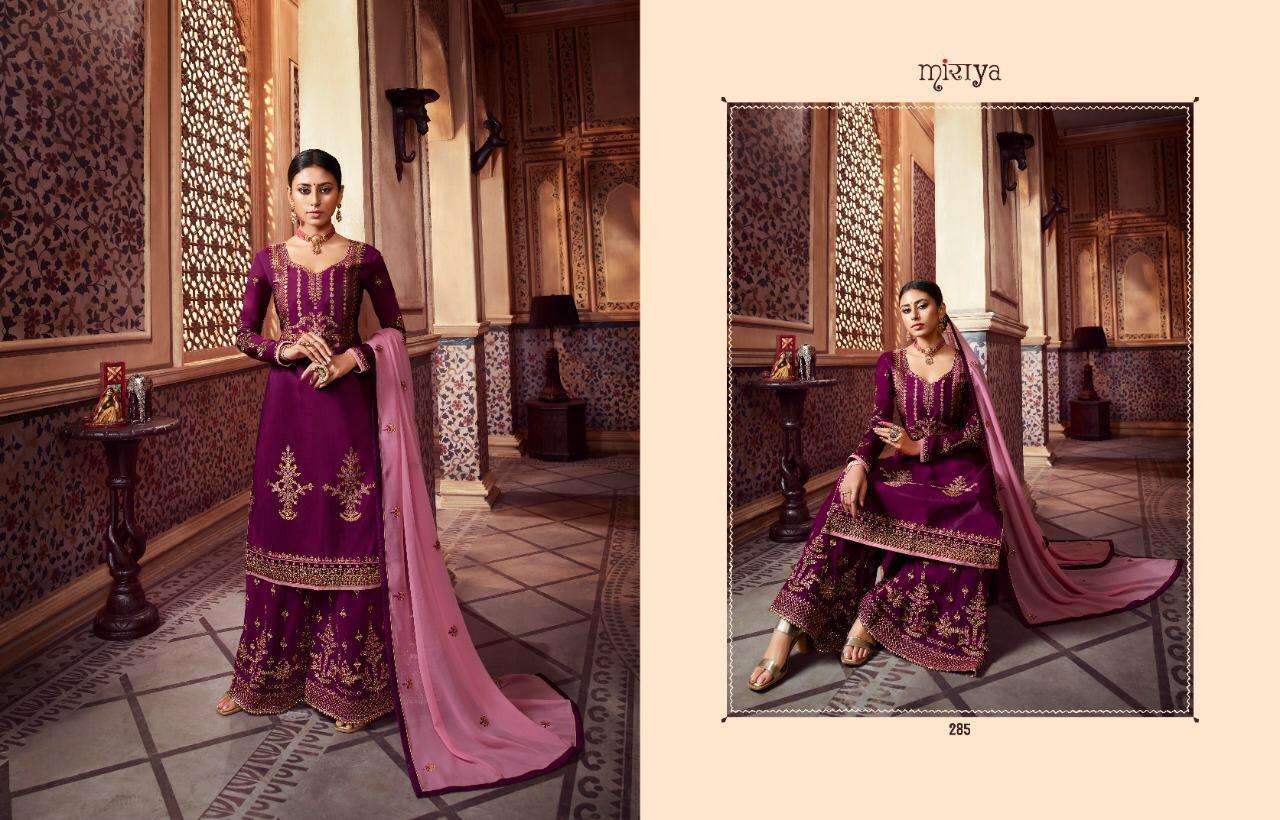 MIRAYA VOL-11 BY AARAV TRENDZ  282 to 286 SERIES DESIGNER SHARARA SUITS COLLECTION BEAUTIFUL STYLISH COLORFUL FANCY PARTY WEAR & OCCASIONAL WEAR MEENAKARI JACQUARD WITH  WORK & HANDWORK DRESSES AT WHOLESALE PRICE